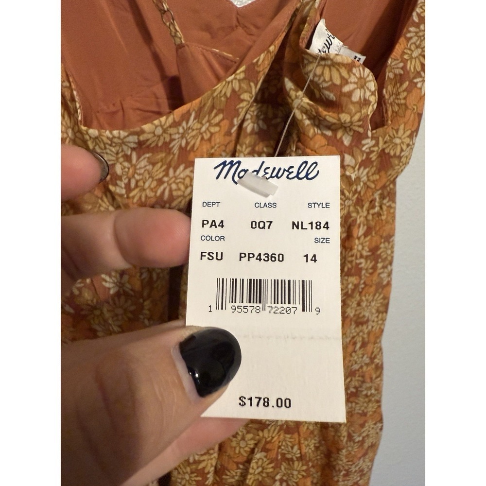 Madewell Floral Georgette Ruffle-Sleeve Tiered Midi Dress Daisy Meadow Size 14 - Picture 11 of 13